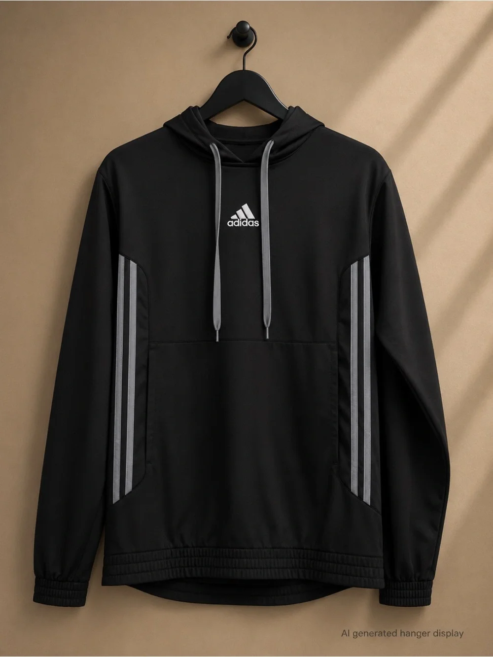 Adidas Black and Gray Hoodie with Athletic Stripes